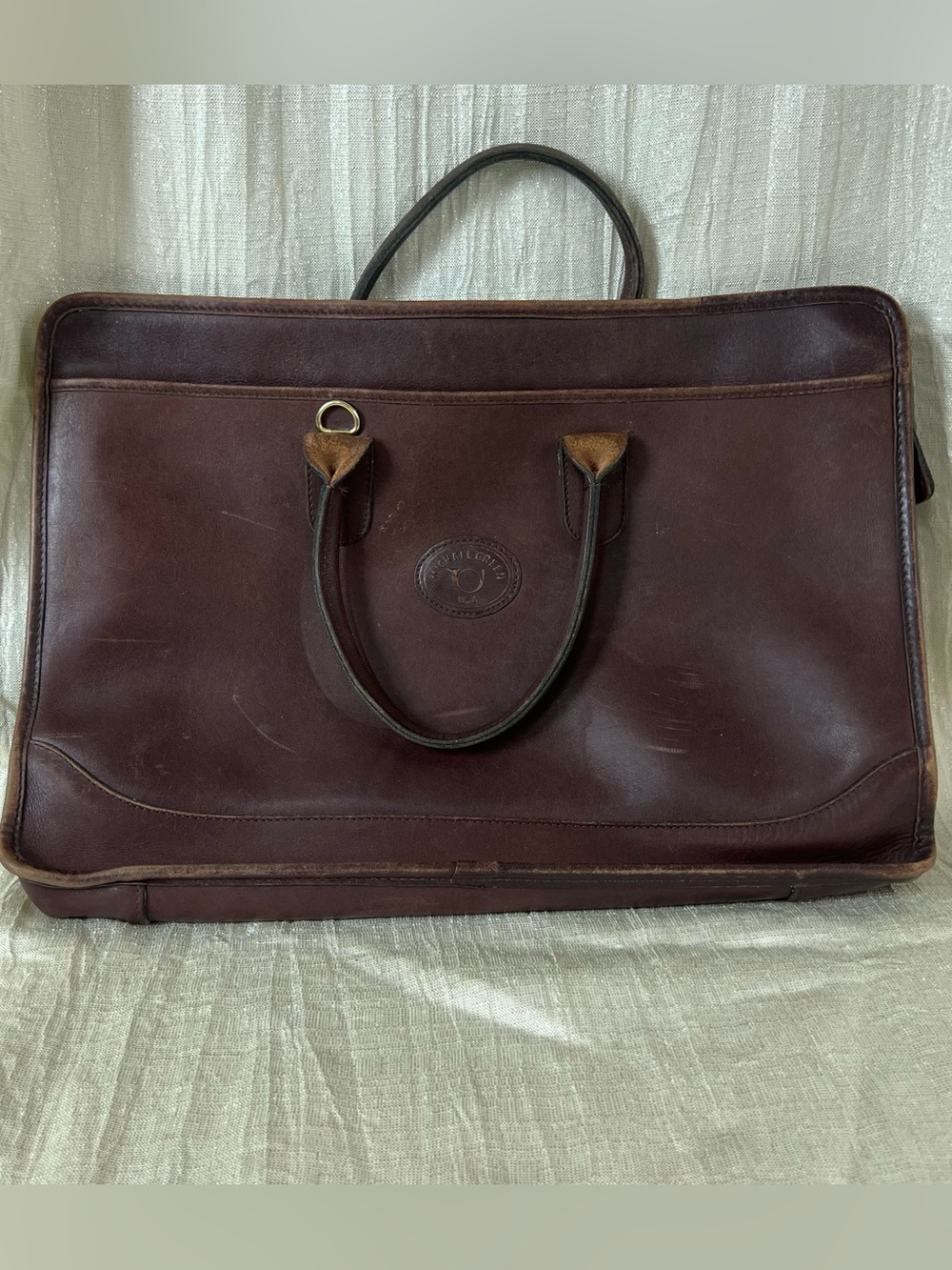 Vintage Dark Brown Leather Briefcase with Top Handles